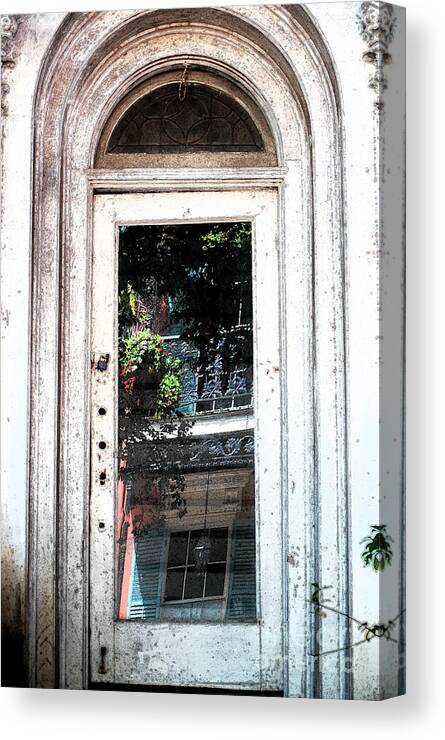 New Orleans Canvas Print featuring the digital art Arched Doorway French Quarter New Orleans Ink Outlines Digital Art by Shawn O'Brien