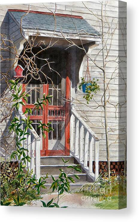Watercolor Canvas Print featuring the painting Back Door Friends SOLD by Sandy Brindle