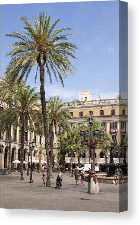 Barcelona Canvas Print featuring the photograph Barcelona Placa Reial by Matthias Hauser