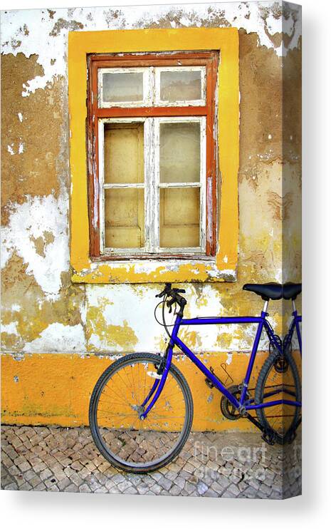 Aged Canvas Print featuring the photograph Bike Window by Carlos Caetano