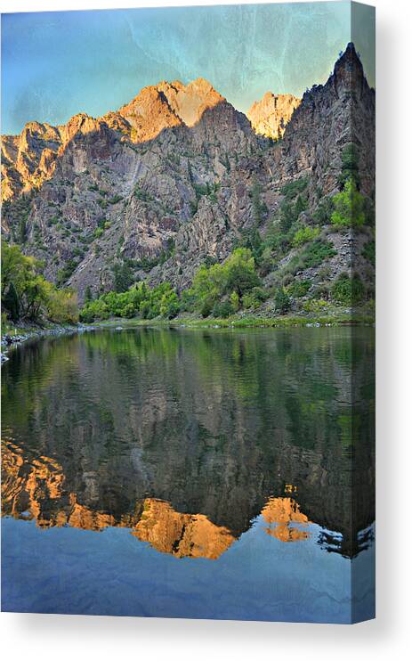 Black Canyon Canvas Print featuring the pyrography Black Canyon 4 by Marty Koch