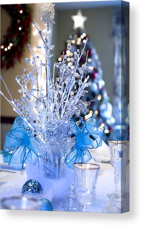 Elegant Canvas Print featuring the photograph Blue Christmas by Trudy Wilkerson