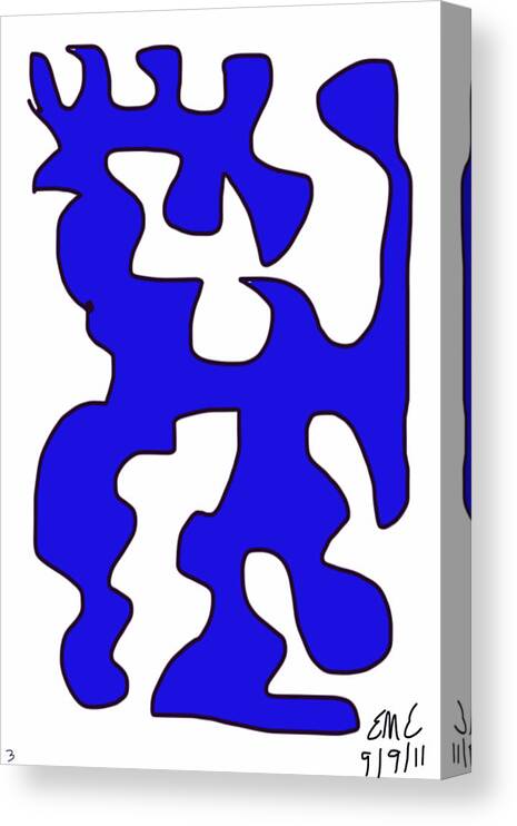 Blue Form Abstract Canvas Print featuring the digital art Blue Form 3 by Eric Elizondo