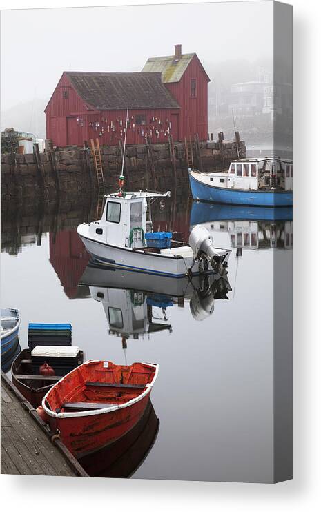 Angle Canvas Print featuring the photograph Boats at Rockport Harbor by Jenna Szerlag
