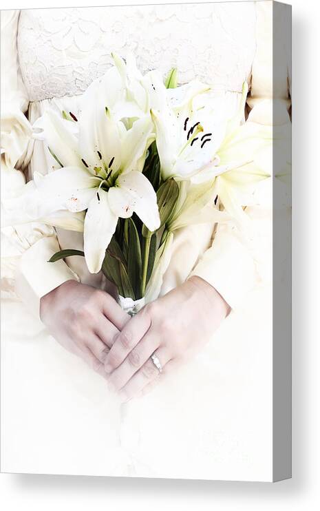 Arrangement Canvas Print featuring the photograph Bride and Lilies by Stephanie Frey