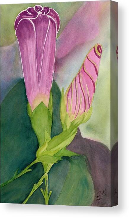 Morning Glory Bud Canvas Print featuring the painting Bud from a Bud by Joan Zepf
