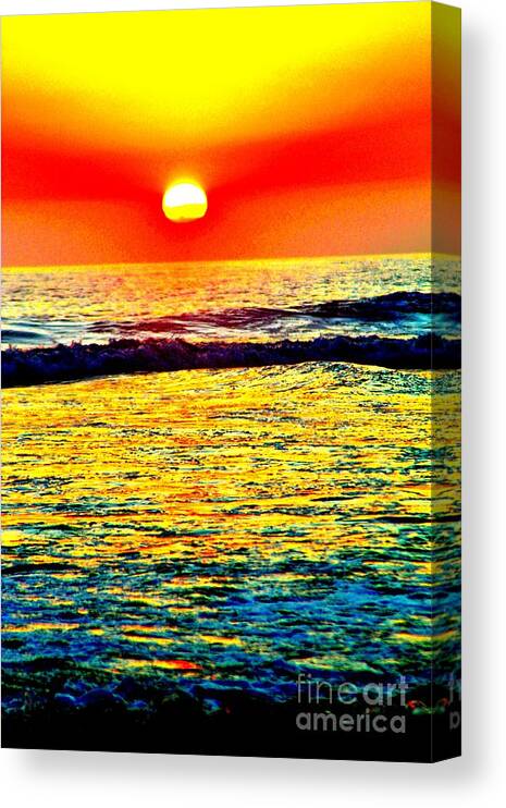 Sunset Canvas Print featuring the mixed media Burning desire by Lauren Serene