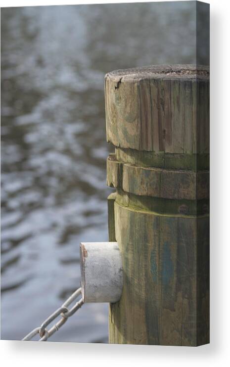 Piling Canvas Print featuring the photograph By the River by Lou Belcher