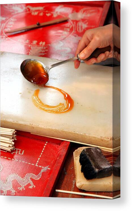 Food Canvas Print featuring the photograph Candy Making by Valentino Visentini