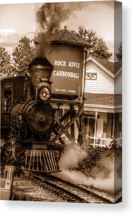 Edgerton Canvas Print featuring the photograph Cannonball Express in Sepia by Janice Adomeit