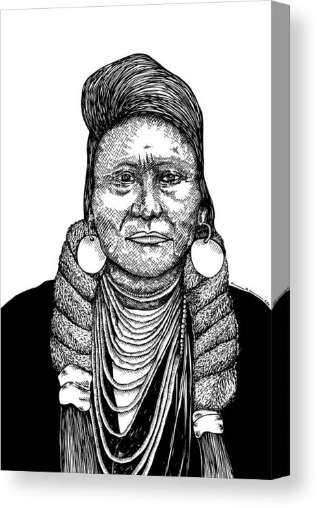 Cartoon Canvas Print featuring the drawing Chief Joseph by Karl Addison