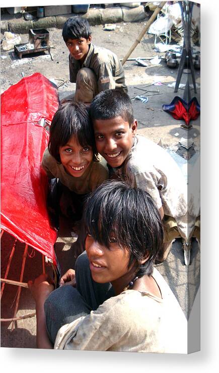 Labor Canvas Print featuring the photograph Children of labor in india by Sumit Mehndiratta
