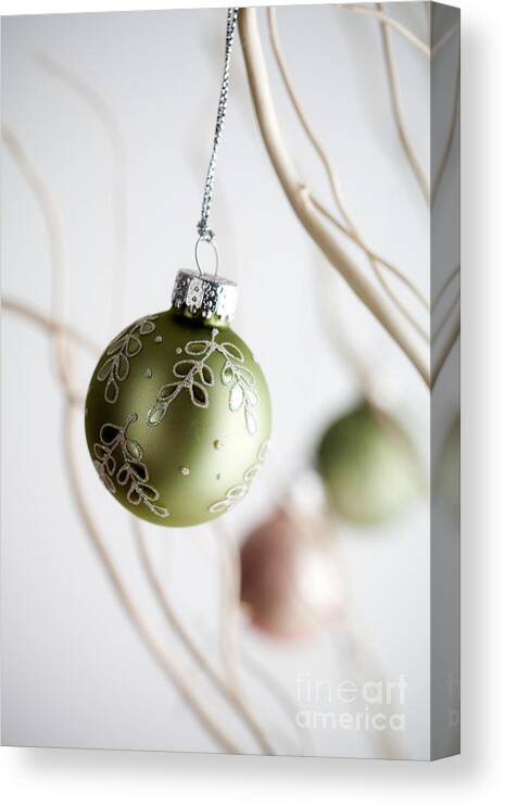 Abstract Canvas Print featuring the photograph Christmas baubles by Kati Finell