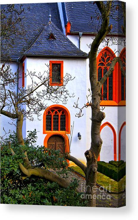 Church Bluidings In Europe Canvas Print featuring the photograph Church On Rhine Two by Rick Bragan