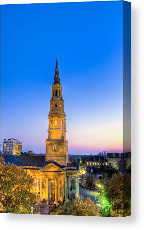 Church Canvas Print featuring the photograph Church St. Dusk by DCat Images