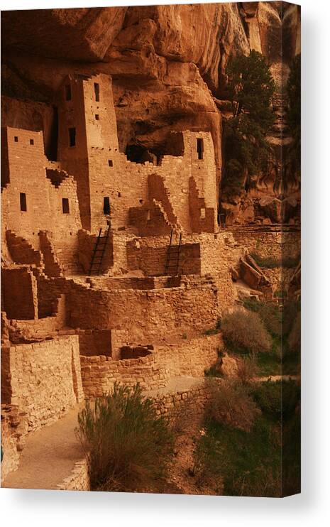 Cliff Palace Canvas Print featuring the photograph Cliff Palace Mesa Verde National Park by Benjamin Dahl