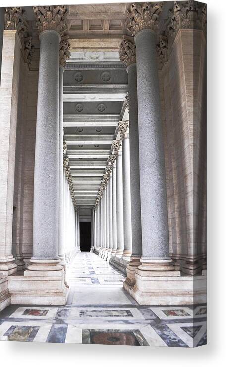 Basilica Canvas Print featuring the digital art Columns in Basilica St. Paul by Heather Marshall