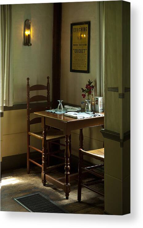 Wayside Inn Canvas Print featuring the photograph Corner Table by Lee Fortier