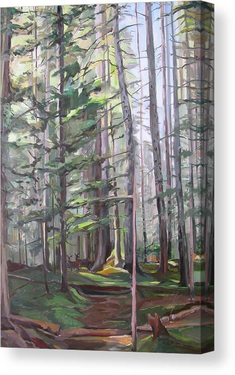 Forest Canvas Print featuring the painting Deep Forest by Synnove Pettersen