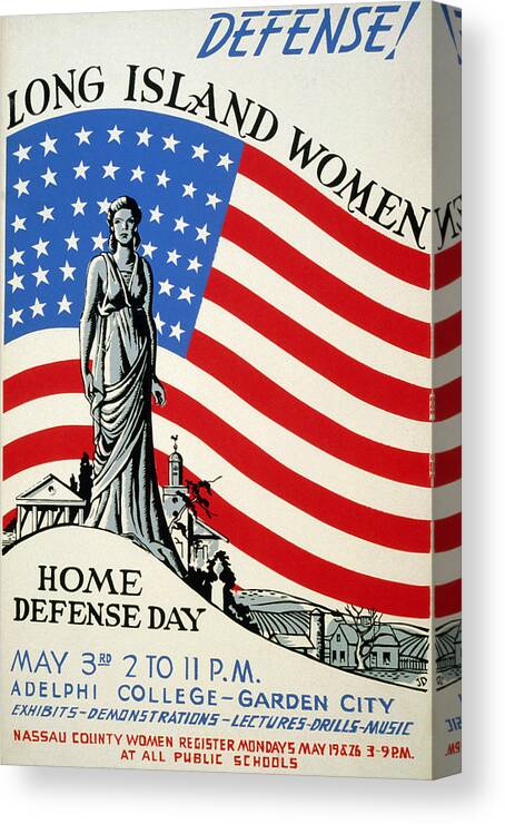 1940s Canvas Print featuring the photograph Defense Long Island Women Home Defense by Everett