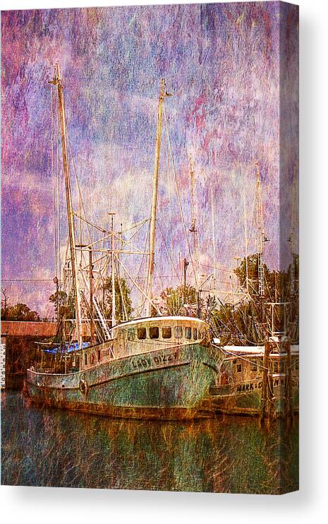 Shrimp Boat Canvas Print featuring the photograph Docked and Waiting by Barry Jones