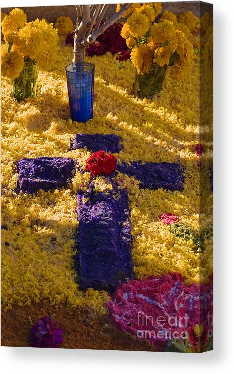 Mexico Canvas Print featuring the photograph Flower Cross - Day of the Dead by Craig Lovell
