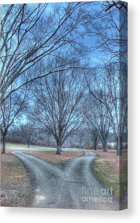 Hdr Canvas Print featuring the photograph Fork in the Road by Jeremy Lankford