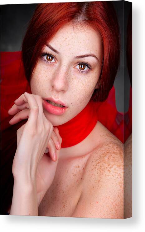 Woman Canvas Print featuring the photograph Freckles by Matusciac Alexandru