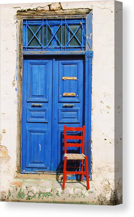 Doors Canvas Print featuring the photograph Greek Door by Claude Taylor
