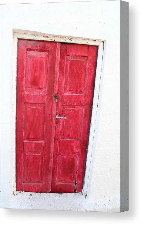Greece Canvas Print featuring the photograph Greek Door by La Dolce Vita