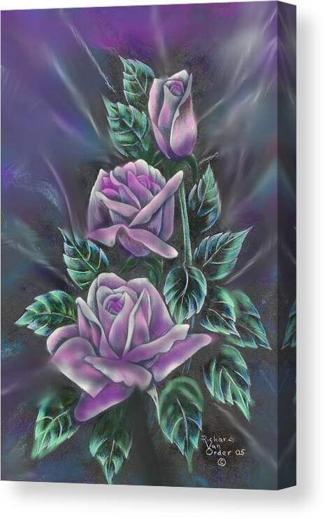 Roses Canvas Print featuring the digital art In Love by Richard Van Order and R Parks