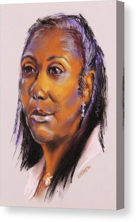 Portraits Canvas Print featuring the pastel JoAnn by Peggy Wrobleski