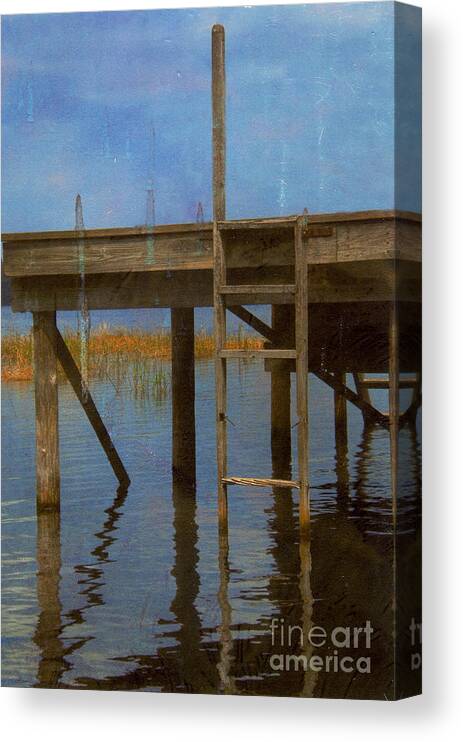 Water Canvas Print featuring the photograph Ladder by Bob Senesac