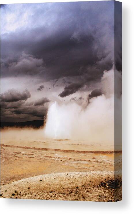 Yellowstone Canvas Print featuring the photograph Landscapes of Yellowstone - Great Fountain Geyser by Ellen Heaverlo