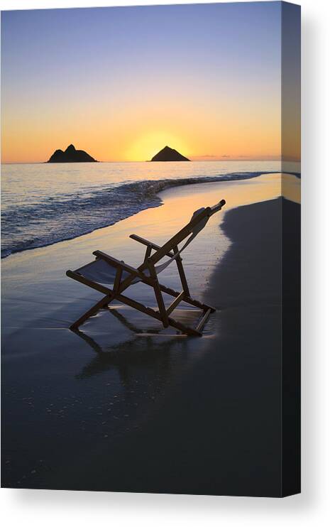Alone Canvas Print featuring the photograph Lanikai Sunrise with Chairs by Tomas del Amo