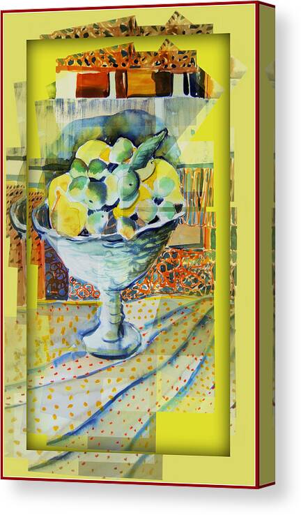Lemons Canvas Print featuring the painting Lemons Ala Cart by Mindy Newman