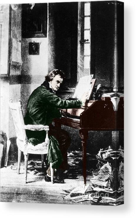 History Canvas Print featuring the photograph Ludwig Van Beethoven, German Composer by Photo Researchers, Inc.