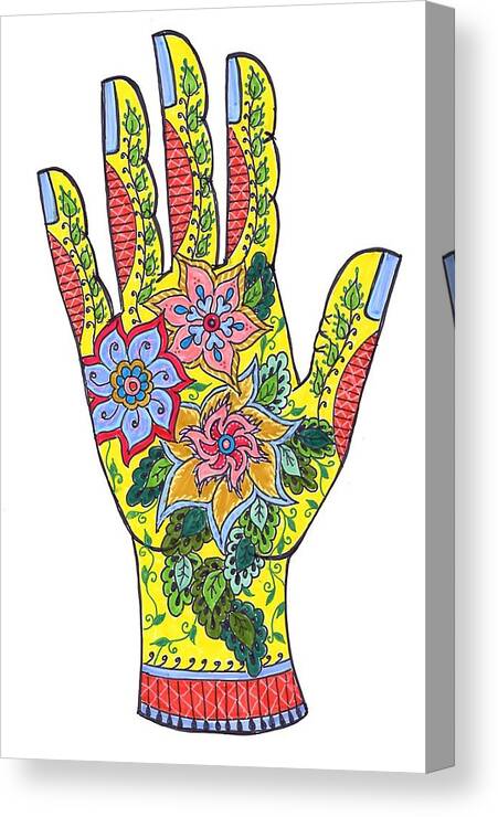 Hand Canvas Print featuring the drawing Mehndi Pop Art VII by Suzan Sommers