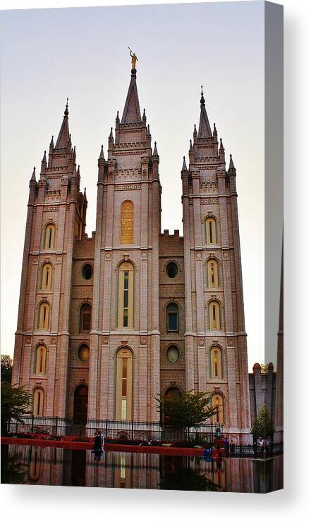 Architecture Canvas Print featuring the photograph Morman Temple 01 by Bruce Bley
