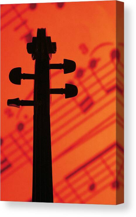 Cut Out Canvas Print featuring the photograph Neck Of Violin Sheet Music by Comstock