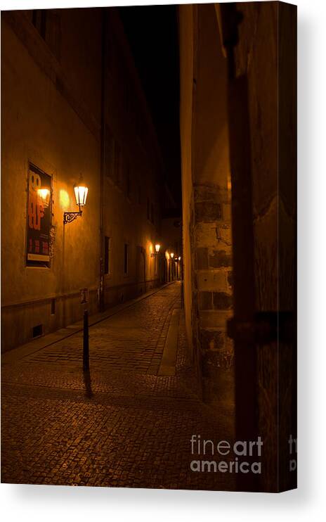 Low Light Canvas Print featuring the photograph Night light in Prague by Jorgen Norgaard