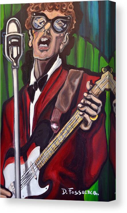 Rock Star Paintings Canvas Print featuring the painting Not Fade Away-Buddy Holly by David Fossaceca