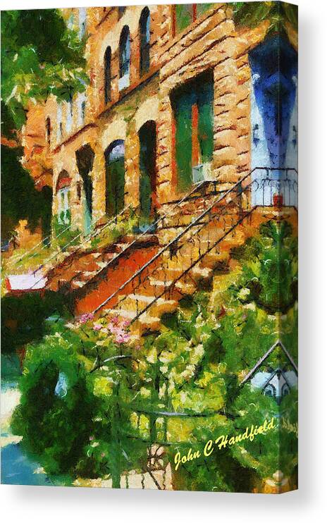 New York Canvas Print featuring the photograph NY Browwnstone by John Handfield