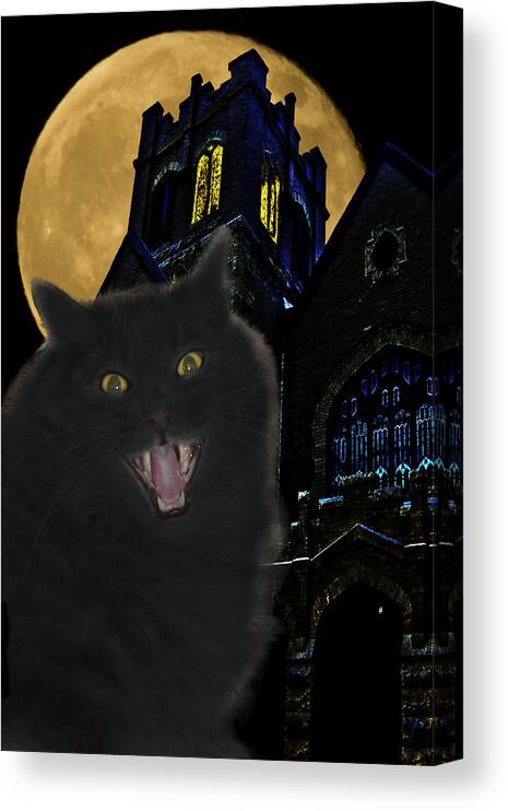 Black Cat Canvas Print featuring the photograph One Dark Halloween Night by Shane Bechler