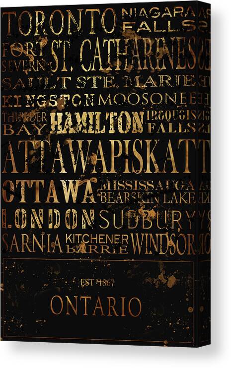 Ontario Canvas Print featuring the photograph Ontario Typography by Tanya Harrison