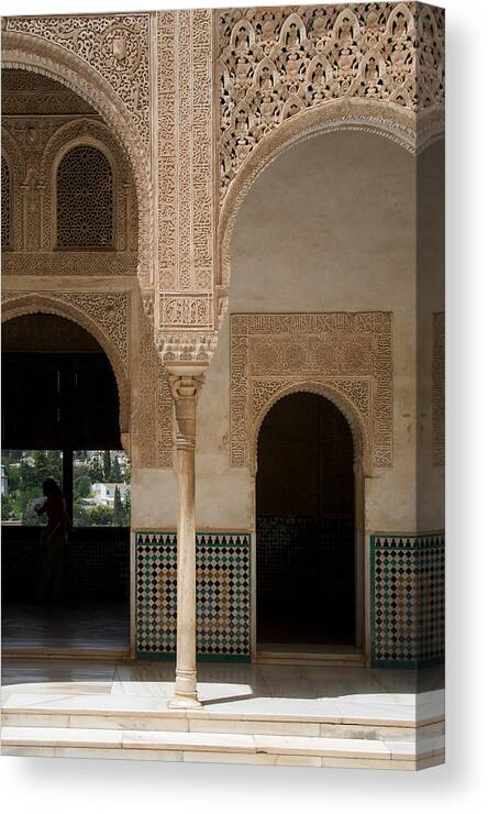Alhambra Canvas Print featuring the photograph Ornate Arch Alhambra by David Kleinsasser
