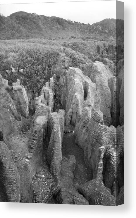 Landscape Canvas Print featuring the photograph Pancake Rocks by Jan Lawnikanis