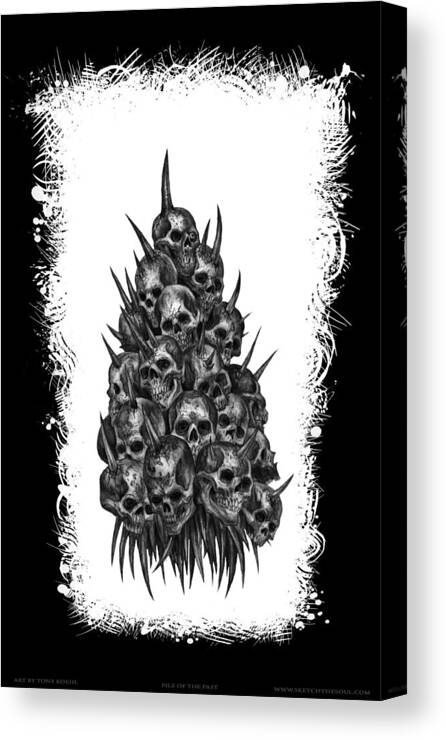 Sketch The Soul Canvas Print featuring the mixed media Pile of Skulls by Tony Koehl