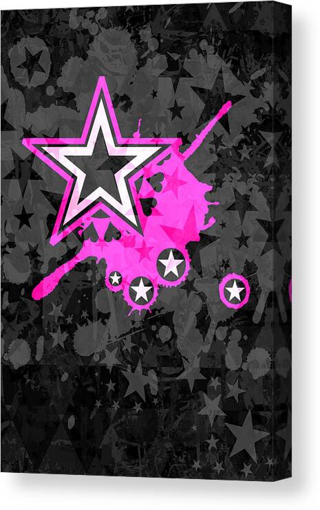 Pink Star Canvas Print featuring the digital art Pink Star 3 of 6 by Roseanne Jones