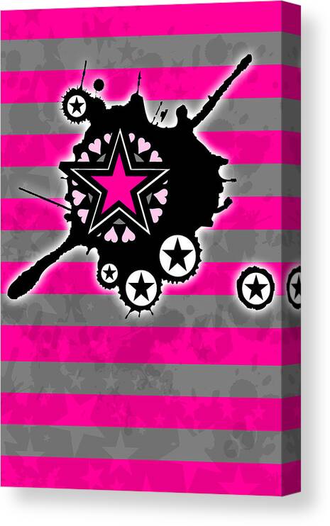 Star Canvas Print featuring the digital art Pink Star 4 of 6 by Roseanne Jones